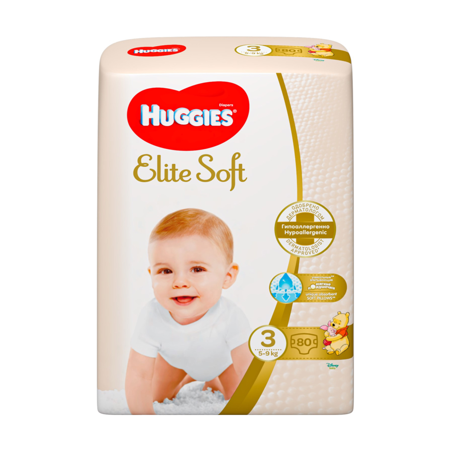HUGGIES Elite Soft Подгузники 3 (5-9кг) 80шт