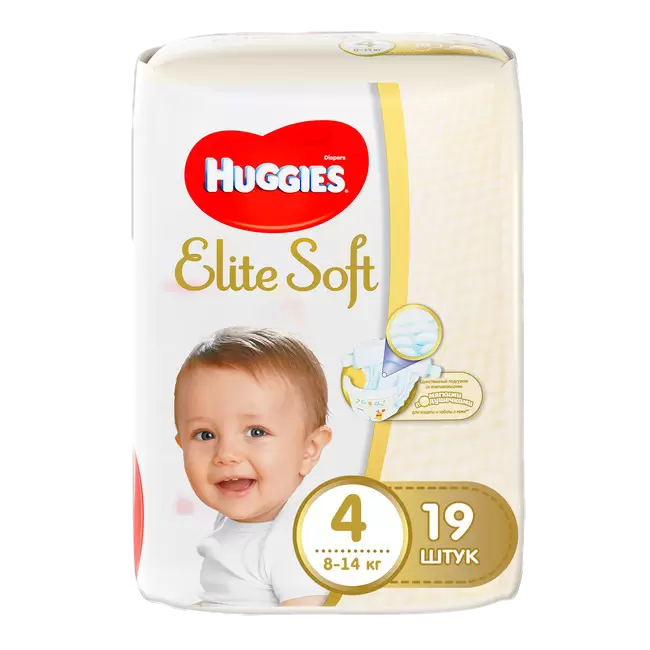 HUGGIES Elite Soft Подгузники 4 (8-14кг) 19шт