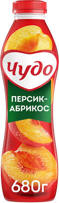 Йогурт питьевой ЧУДО Персик, абрикос 1,9%, без змж, 680г, Россия